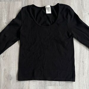 No Boundaries Black Long Sleeve Ribbed Thick Stretchy Top